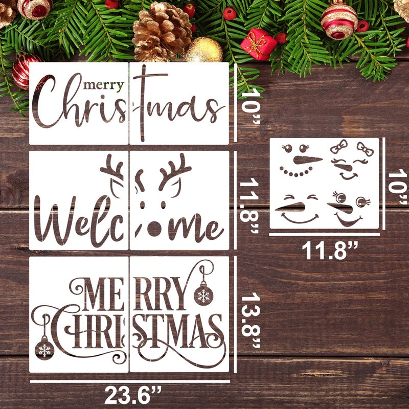 zosylley Christmas Stencils for Door Mats 23.6?Christmas Doormat Stencils for Crafts Reusable Holiday Stencil for Doormats Wood Fabrics Decor - Image 2